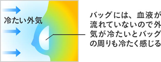 外気が冷たいとバッグの周りも冷たく感じる
